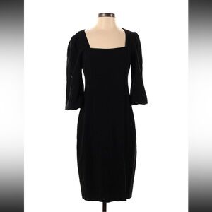 David Meister Square Neckline Black Cocktail Dress 3/4 Sleeve- Women’s Size 2